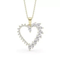 1.54 ct. tw. Lab Created Moissanite Marquise Heart Pendant Necklace in Sterling Silver 14K Vermeil