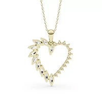 1.54 ct. tw. Lab Created Moissanite Marquise Heart Pendant Necklace in Sterling Silver 14K Vermeil
