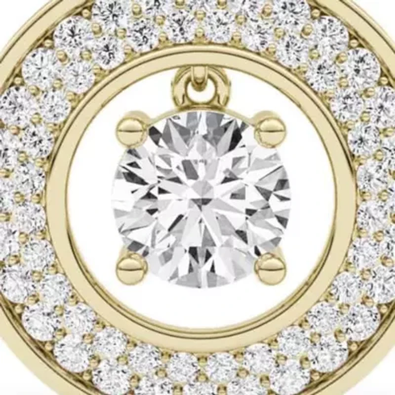 1.47 ct. tw. Lab Created Moissanite Round Halo Pendant Necklace in Sterling Silver 14K Vermeil
