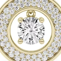1.47 ct. tw. Lab Created Moissanite Round Halo Pendant Necklace in Sterling Silver 14K Vermeil