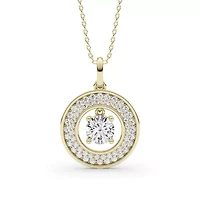 1.47 ct. tw. Lab Created Moissanite Round Halo Pendant Necklace in Sterling Silver 14K Vermeil