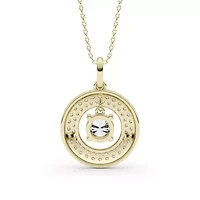 1.47 ct. tw. Lab Created Moissanite Round Halo Pendant Necklace in Sterling Silver 14K Vermeil