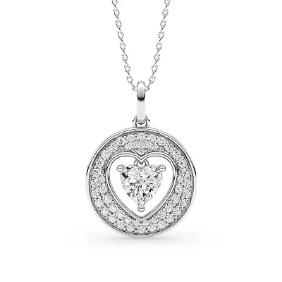 1.43 ct. tw. Lab Created Moissanite Heart Pendant Necklace in Sterling Silver