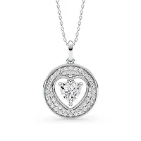 1.43 ct. tw. Lab Created Moissanite Heart Pendant Necklace in Sterling Silver