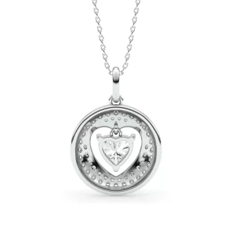 1.43 ct. tw. Lab Created Moissanite Heart Pendant Necklace in Sterling Silver
