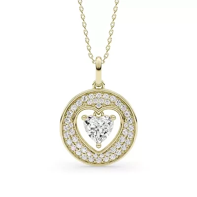 1.43 ct. tw. Lab Created Moissanite Heart Pendant Necklace in Sterling Silver 14K Vermeil