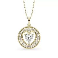 1.43 ct. tw. Lab Created Moissanite Heart Pendant Necklace in Sterling Silver 14K Vermeil