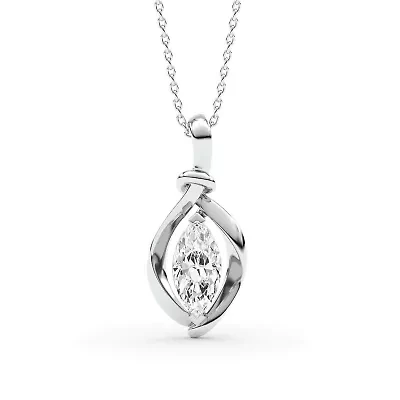 1.00 ct. tw. Lab Created Moissanite Marquise Solitaire Pendant Necklace in Sterling Silver