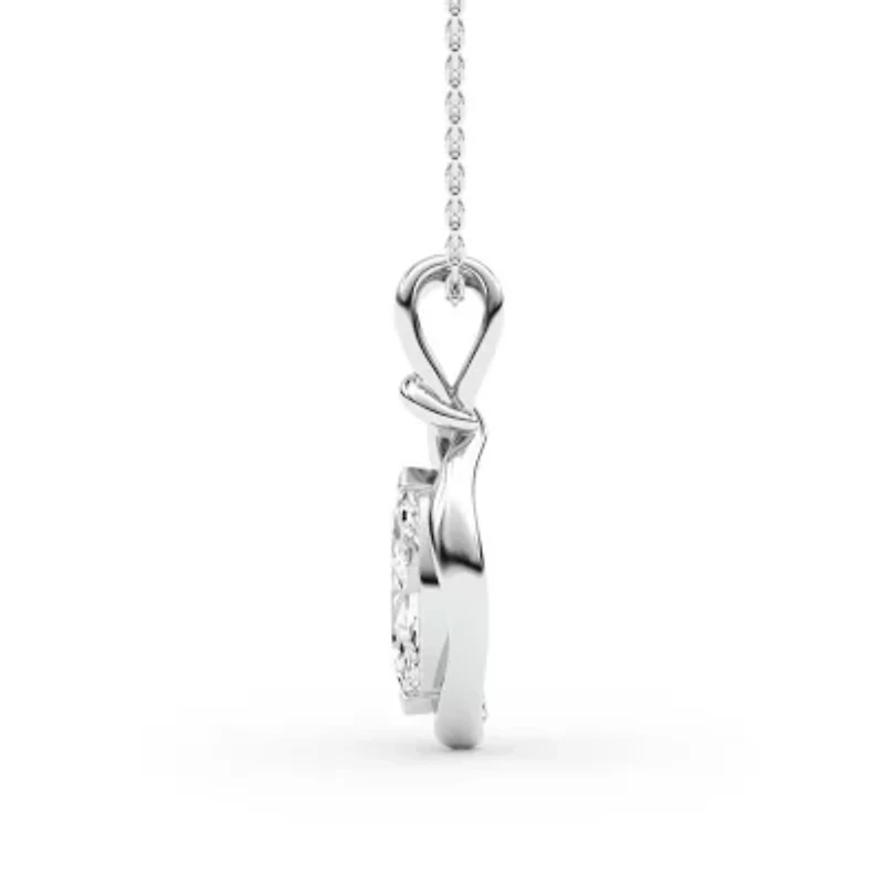 1.00 ct. tw. Lab Created Moissanite Marquise Solitaire Pendant Necklace in Sterling Silver