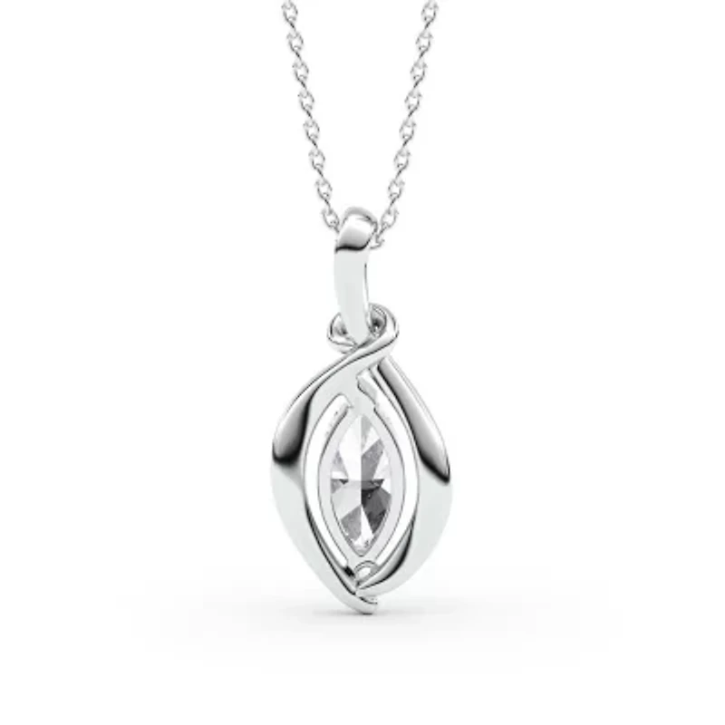 1.00 ct. tw. Lab Created Moissanite Marquise Solitaire Pendant Necklace in Sterling Silver