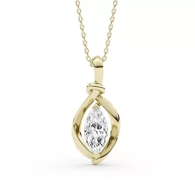 1.00 ct. tw. Lab Created Moissanite Marquise Solitaire Pendant Necklace in Sterling Silver 14K Vermeil
