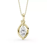 1.00 ct. tw. Lab Created Moissanite Marquise Solitaire Pendant Necklace in Sterling Silver 14K Vermeil
