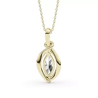 1.00 ct. tw. Lab Created Moissanite Marquise Solitaire Pendant Necklace in Sterling Silver 14K Vermeil