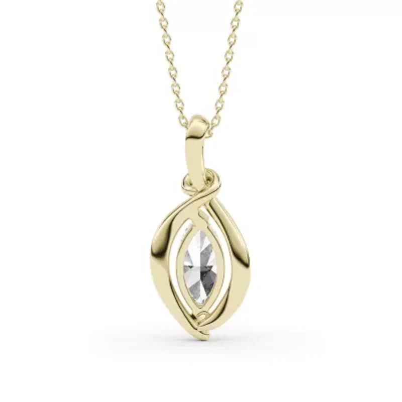 1.00 ct. tw. Lab Created Moissanite Marquise Solitaire Pendant Necklace in Sterling Silver 14K Vermeil