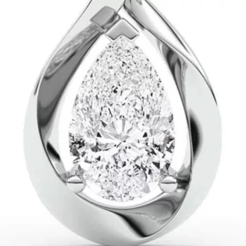 1.50 ct. tw. Lab Created Moissanite Pear Solitaire Pendant Necklace in Sterling Silver