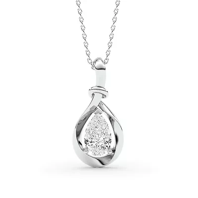 1.50 ct. tw. Lab Created Moissanite Pear Solitaire Pendant Necklace in Sterling Silver