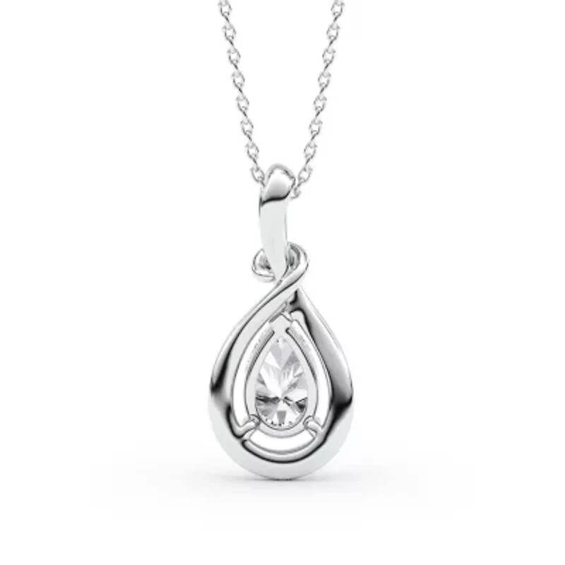 1.50 ct. tw. Lab Created Moissanite Pear Solitaire Pendant Necklace in Sterling Silver
