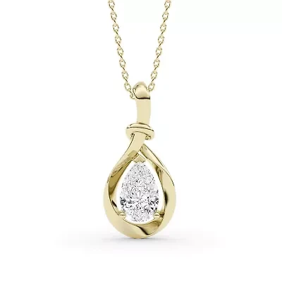1.50 ct. tw. Lab Created Moissanite Pear Solitaire Pendant Necklace in Sterling Silver 14K Vermeil