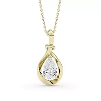 1.50 ct. tw. Lab Created Moissanite Pear Solitaire Pendant Necklace in Sterling Silver 14K Vermeil