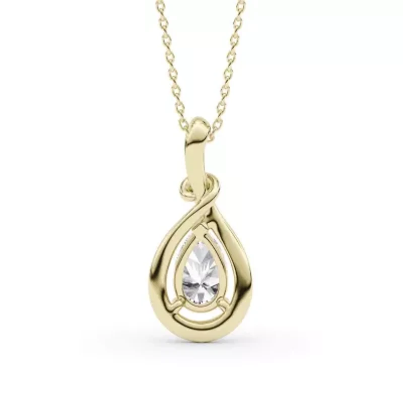 1.50 ct. tw. Lab Created Moissanite Pear Solitaire Pendant Necklace in Sterling Silver 14K Vermeil