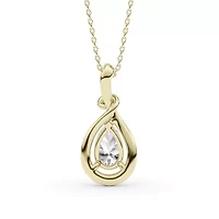 1.50 ct. tw. Lab Created Moissanite Pear Solitaire Pendant Necklace in Sterling Silver 14K Vermeil