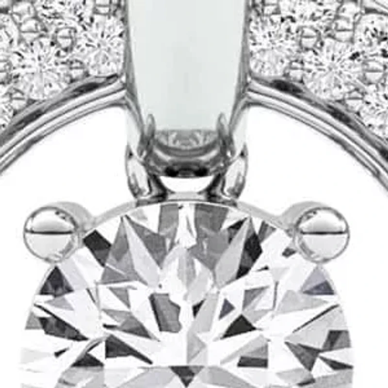 1.44 ct. tw. Lab Created Moissanite Round Halo Pendant Necklace in Sterling Silver