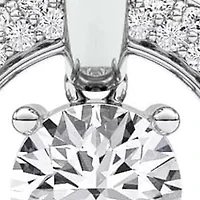 1.44 ct. tw. Lab Created Moissanite Round Halo Pendant Necklace in Sterling Silver