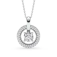 1.44 ct. tw. Lab Created Moissanite Round Halo Pendant Necklace in Sterling Silver