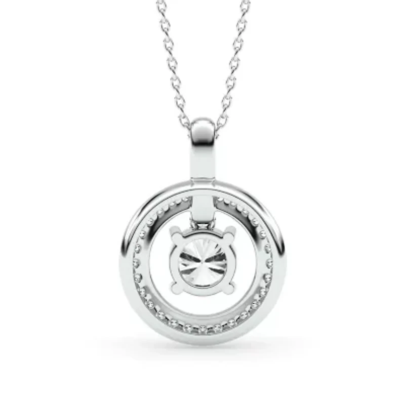 1.44 ct. tw. Lab Created Moissanite Round Halo Pendant Necklace in Sterling Silver
