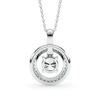 1.44 ct. tw. Lab Created Moissanite Round Halo Pendant Necklace in Sterling Silver
