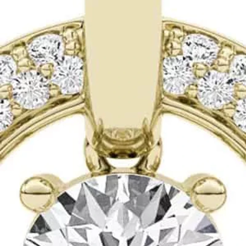 1.44 ct. tw. Lab Created Moissanite Round Halo Pendant Necklace in Sterling Silver 14K Vermeil