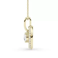 1.44 ct. tw. Lab Created Moissanite Round Halo Pendant Necklace in Sterling Silver 14K Vermeil