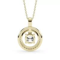 1.44 ct. tw. Lab Created Moissanite Round Halo Pendant Necklace in Sterling Silver 14K Vermeil