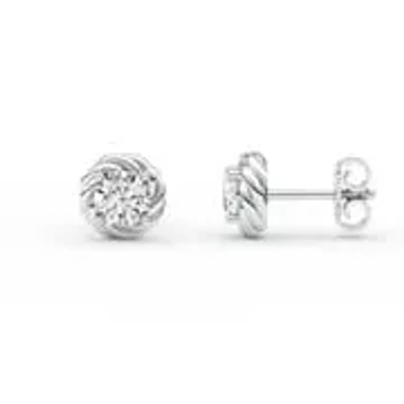 1.20 ct. tw. Lab Created Moissanite Round Twist Stud Earrings in Sterling Silver