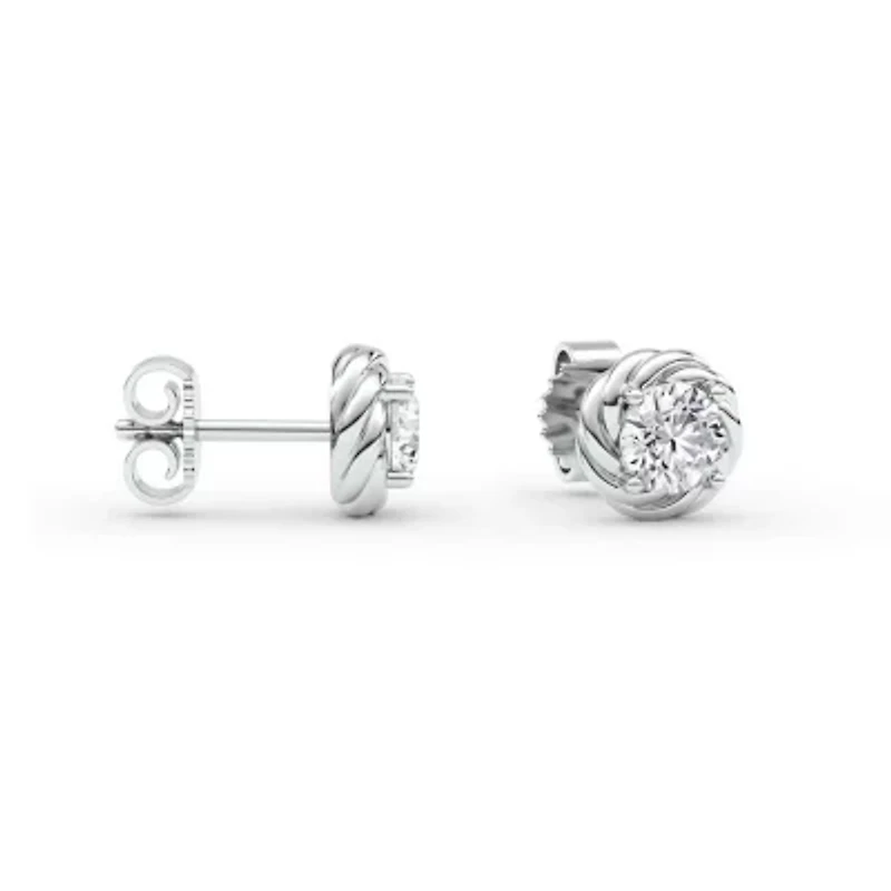 1.20 ct. tw. Lab Created Moissanite Round Twist Stud Earrings in Sterling Silver