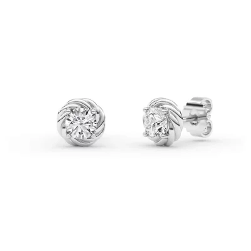 1.20 ct. tw. Lab Created Moissanite Round Twist Stud Earrings in Sterling Silver