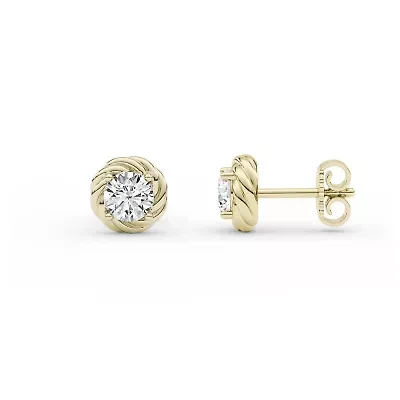 1.20 ct. tw. Lab Created Moissanite Round Twist Stud Earrings in Sterling Silver 14K Vermeil