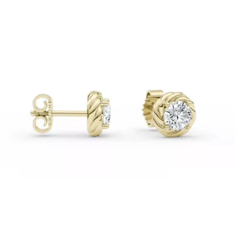 1.20 ct. tw. Lab Created Moissanite Round Twist Stud Earrings in Sterling Silver 14K Vermeil