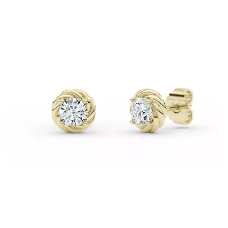 1.20 ct. tw. Lab Created Moissanite Round Twist Stud Earrings in Sterling Silver 14K Vermeil