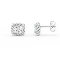 2.00 ct. tw. Lab Created Moissanite Emerald Solitaire Stud Earrings in Sterling Silver