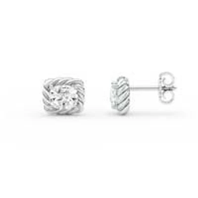 2.00 ct. tw. Lab Created Moissanite Emerald Solitaire Stud Earrings in Sterling Silver