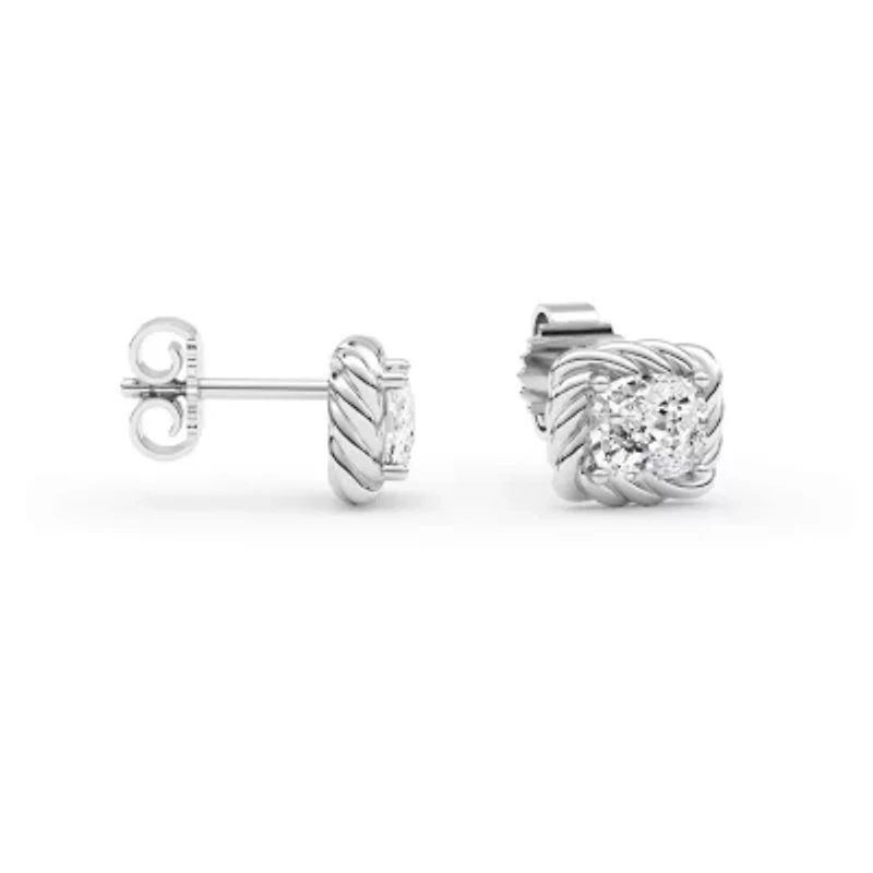 2.00 ct. tw. Lab Created Moissanite Emerald Solitaire Stud Earrings in Sterling Silver