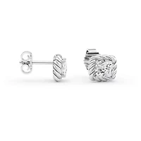 2.00 ct. tw. Lab Created Moissanite Emerald Solitaire Stud Earrings in Sterling Silver