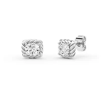 2.00 ct. tw. Lab Created Moissanite Emerald Solitaire Stud Earrings in Sterling Silver