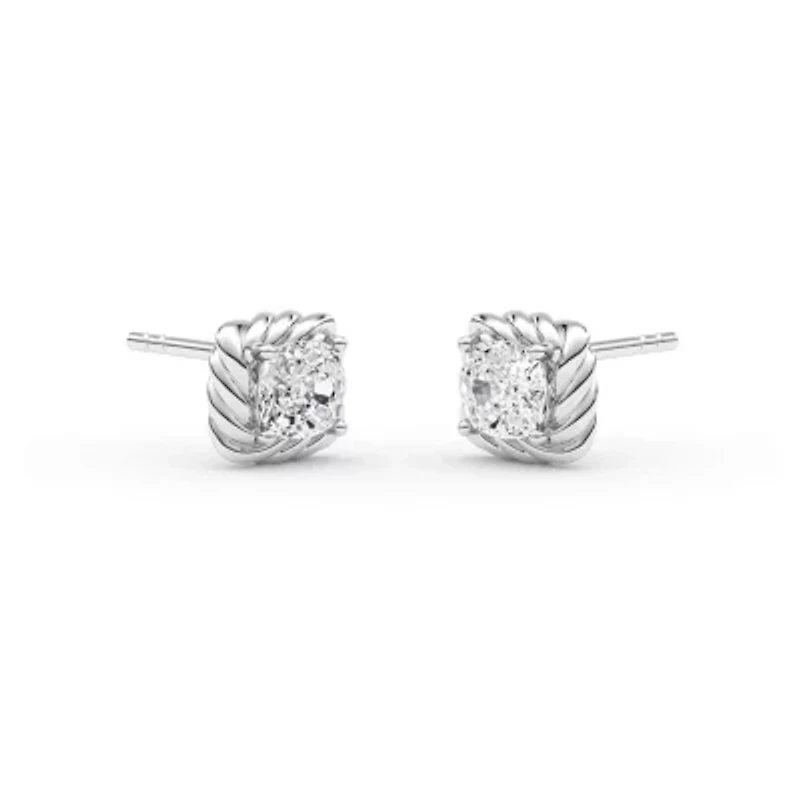 2.00 ct. tw. Lab Created Moissanite Emerald Solitaire Stud Earrings in Sterling Silver