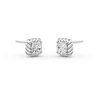 2.00 ct. tw. Lab Created Moissanite Emerald Solitaire Stud Earrings in Sterling Silver
