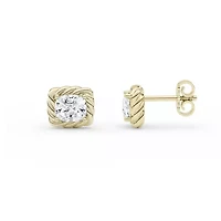 2.00 ct. tw. Lab Created Moissanite Emerald Solitaire Stud Earrings in Sterling Silver 14K Vermeil