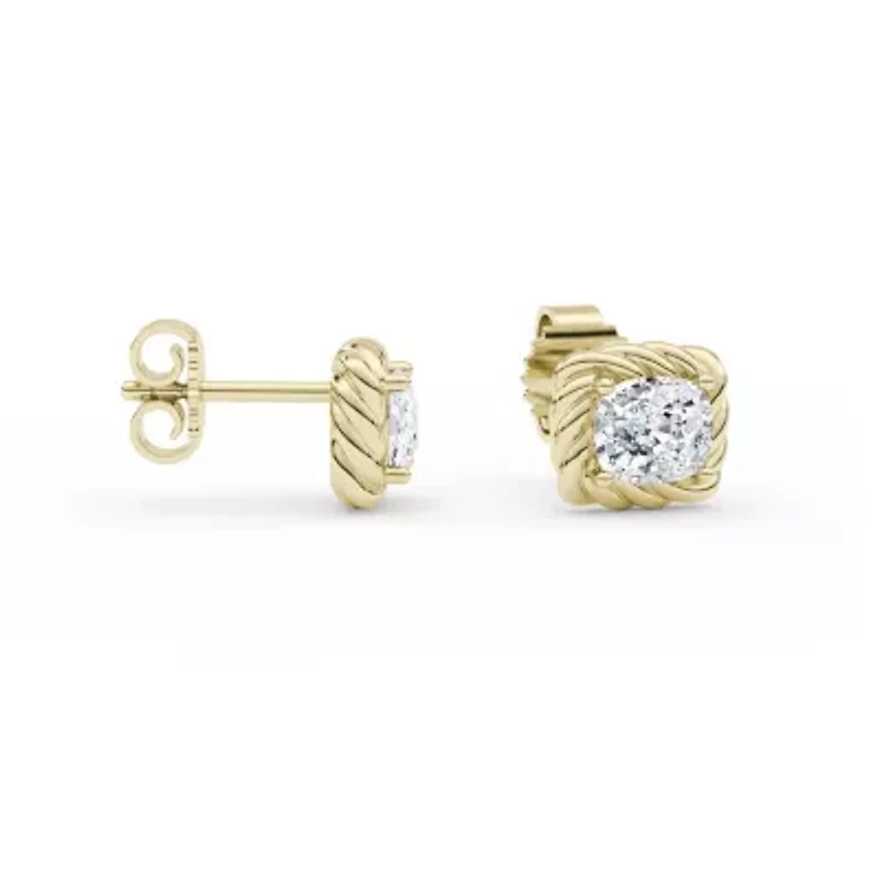 2.00 ct. tw. Lab Created Moissanite Emerald Solitaire Stud Earrings in Sterling Silver 14K Vermeil