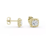 2.00 ct. tw. Lab Created Moissanite Emerald Solitaire Stud Earrings in Sterling Silver 14K Vermeil