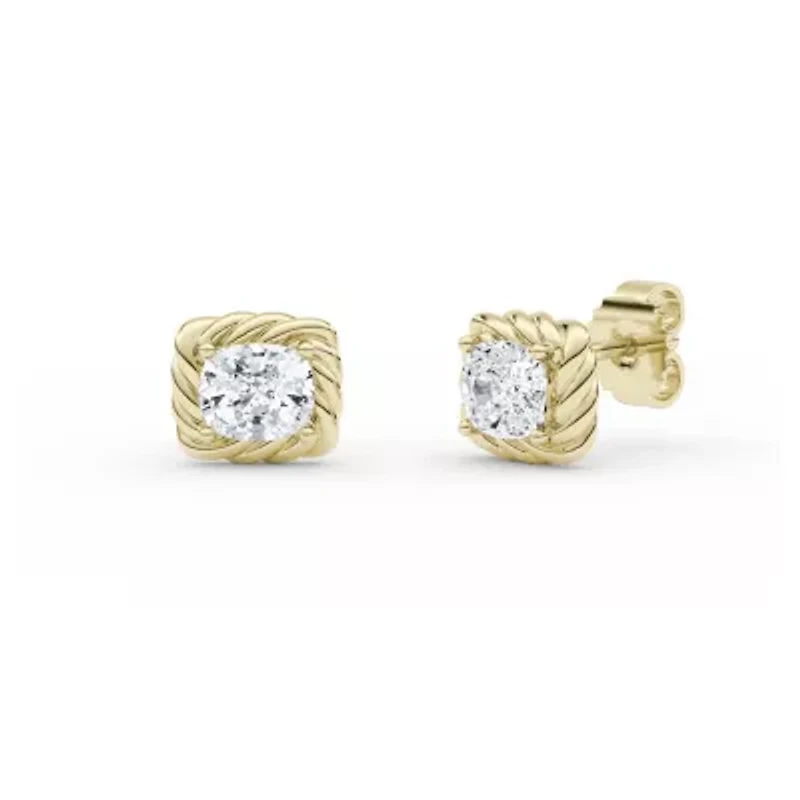 2.00 ct. tw. Lab Created Moissanite Emerald Solitaire Stud Earrings in Sterling Silver 14K Vermeil